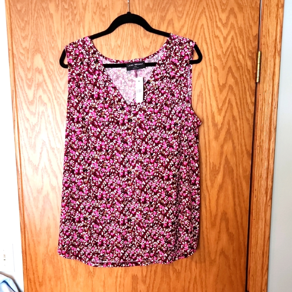 New With Tags, Lane Bryant Floral Pink Sleeveless Top, Size 18/20